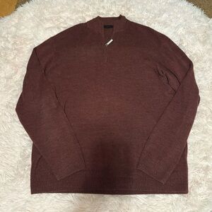Geoffrey Beene Men's Burgundy Zip-Up Sweater XLT Tall Red